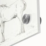 Fine Art Realism Sketch - Two Horses Standing Together Art Print Canvas