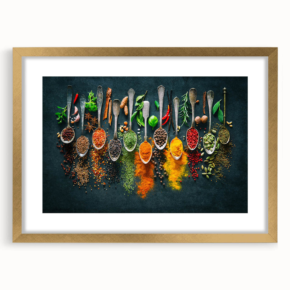 Colorful Spice Arrangement - Vibrant Kitchen Wall Art