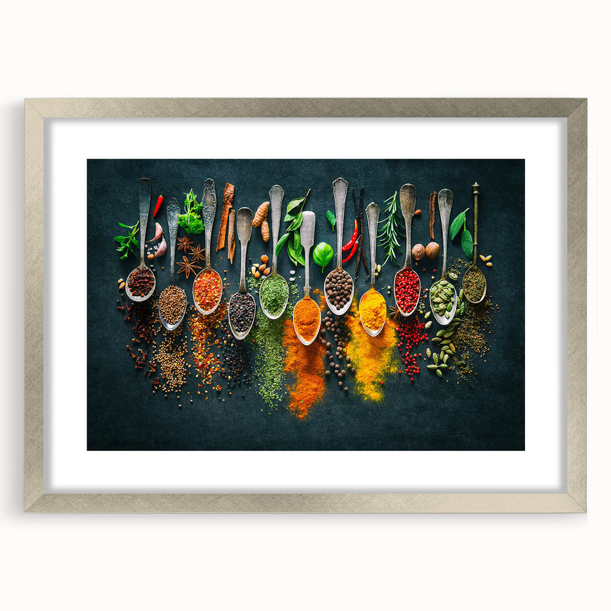 Colorful Spice Arrangement - Vibrant Kitchen Wall Art