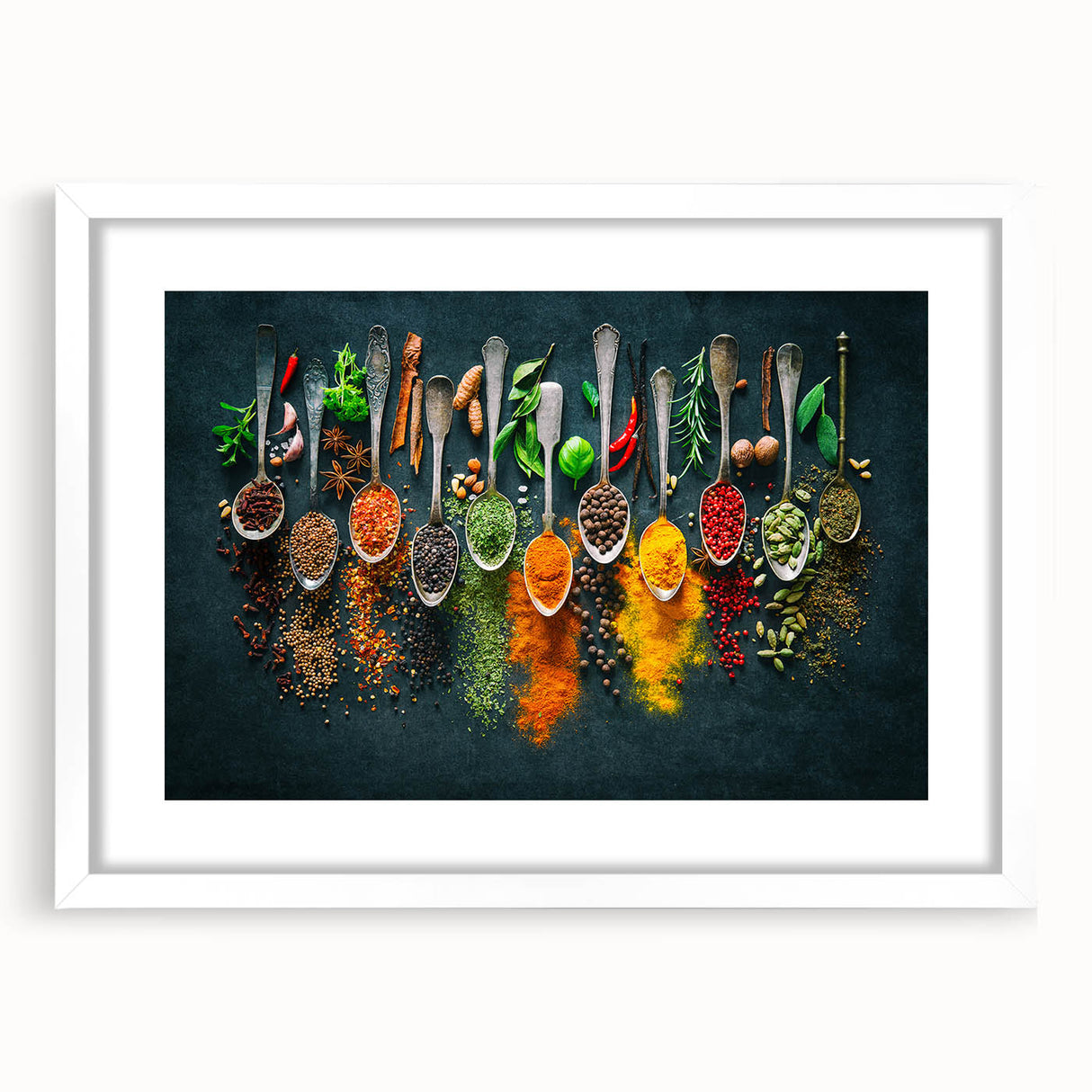 Colorful Spice Arrangement - Vibrant Kitchen Wall Art