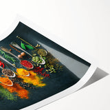 Colorful Spice Arrangement - Vibrant Kitchen Wall Art
