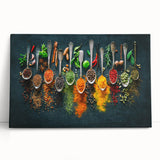 Colorful Spice Arrangement - Vibrant Kitchen Wall Art