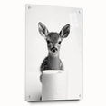 Adorable Fawn Bathroom Wall Art - Minimalist Black and White Decor