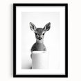 Adorable Fawn Bathroom Wall Art - Minimalist Black and White Decor