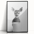 Adorable Fawn Bathroom Wall Art - Minimalist Black and White Decor
