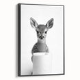 Adorable Fawn Bathroom Wall Art - Minimalist Black and White Decor