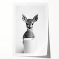 Adorable Fawn Bathroom Wall Art - Minimalist Black and White Decor