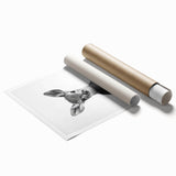 Adorable Fawn Bathroom Wall Art - Minimalist Black and White Decor