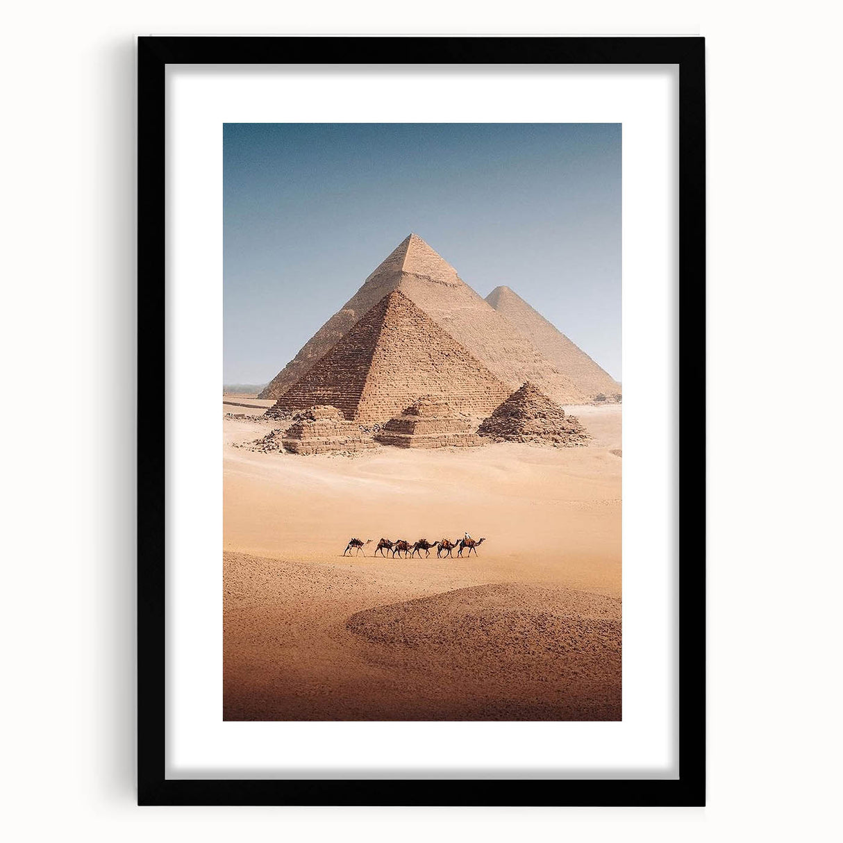 Extra large abstract art print depicting a colorful, textured African scenery on a black framed canvas.