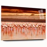 Large abstract wall art of a Kenyan scenery in muted earth tones on acrylic glass, ideal for bedroom or dining room decor.