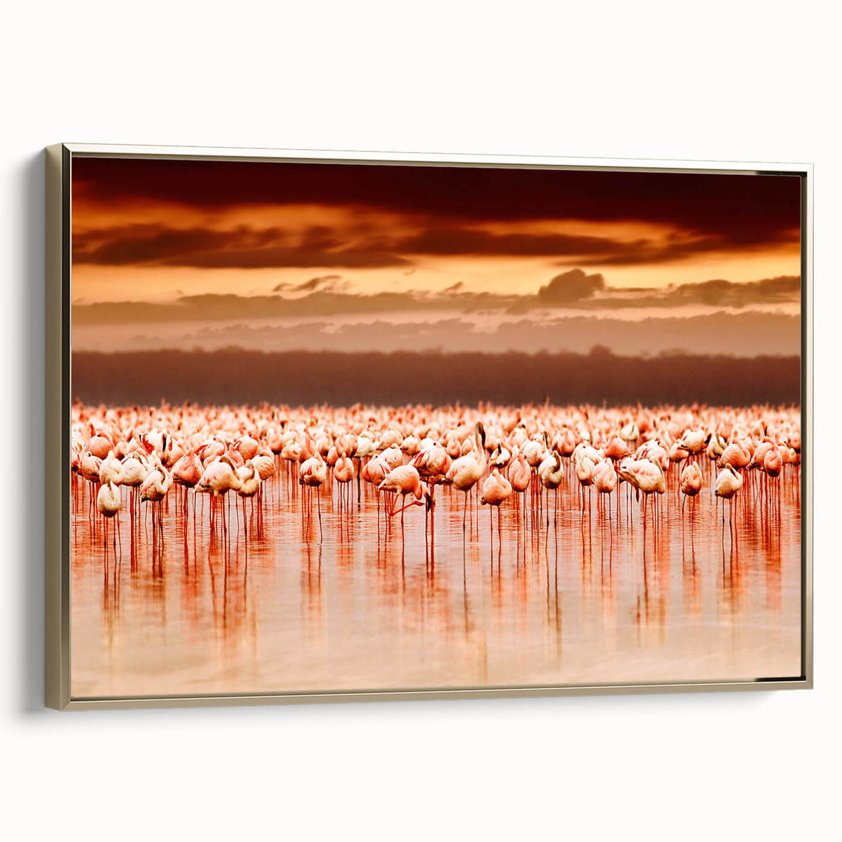 Framed canvas landscape art painting depicting a scenic Kenyan vista with vibrant earth tones.
