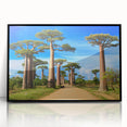 Large abstract wall art depicting a Madagascar scenery in muted earth tones on a framed acrylic panel.