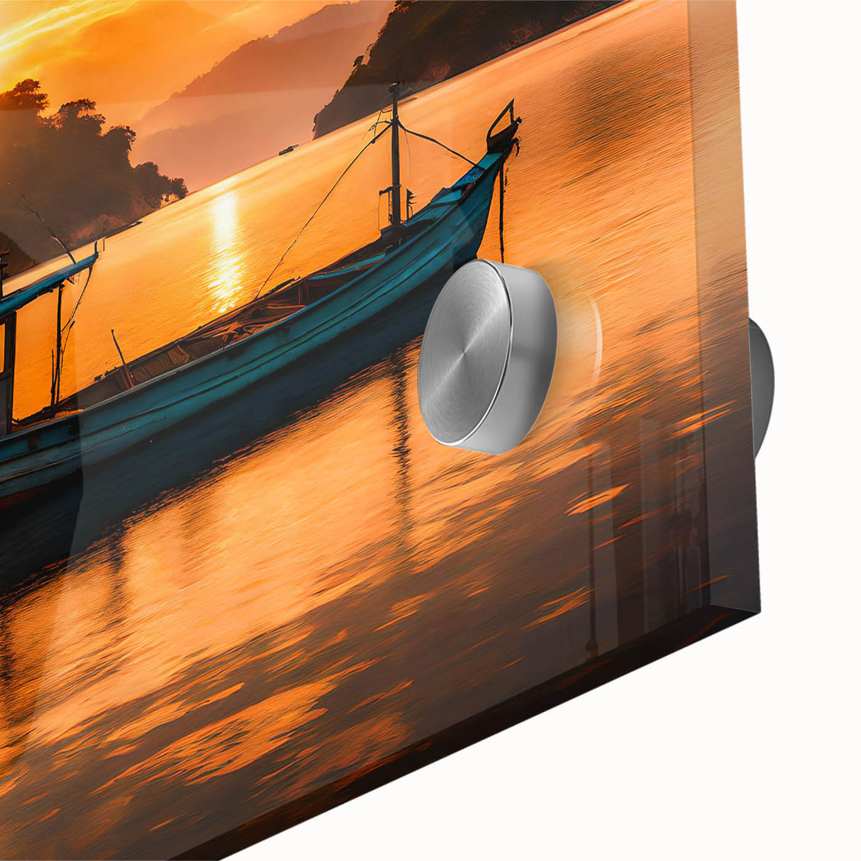 Large abstract wall art depicting the Mauritius scenery in muted earth tones on acrylic glass.