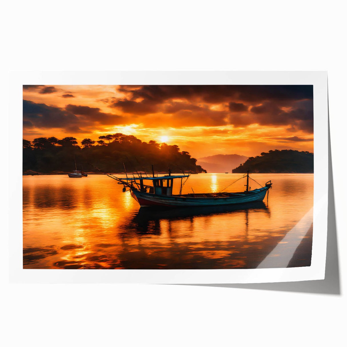 Rolled print of a Mauritius landscape with vibrant green and blue tones, ideal for art wall dining room décor.