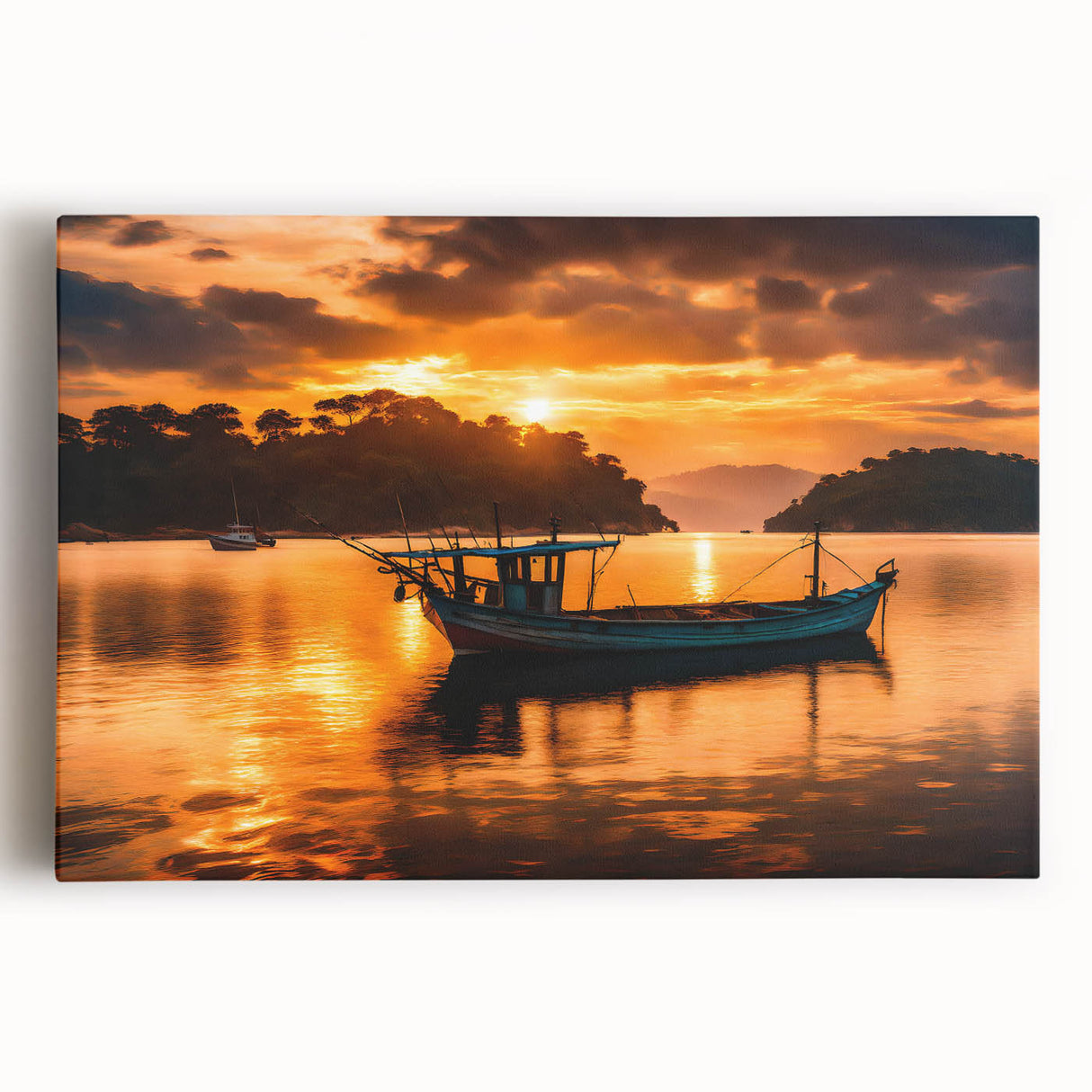 Black and white stretched canvas of Mauritius scenery, suitable as large kitchen wall art.