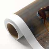 Art Deco poster of African scenery with warm earth tones on a rolled canvas, ideal for nursery wall art.