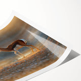 Extra large wall art featuring line art flowers in muted earth tones on a rolled canvas.