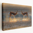 Large stretched canvas featuring a serene Namibian landscape in earthy tones, ideal for kitchen wall art.