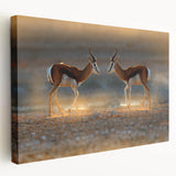 Large stretched canvas featuring a serene Namibian landscape in earthy tones, ideal for kitchen wall art.