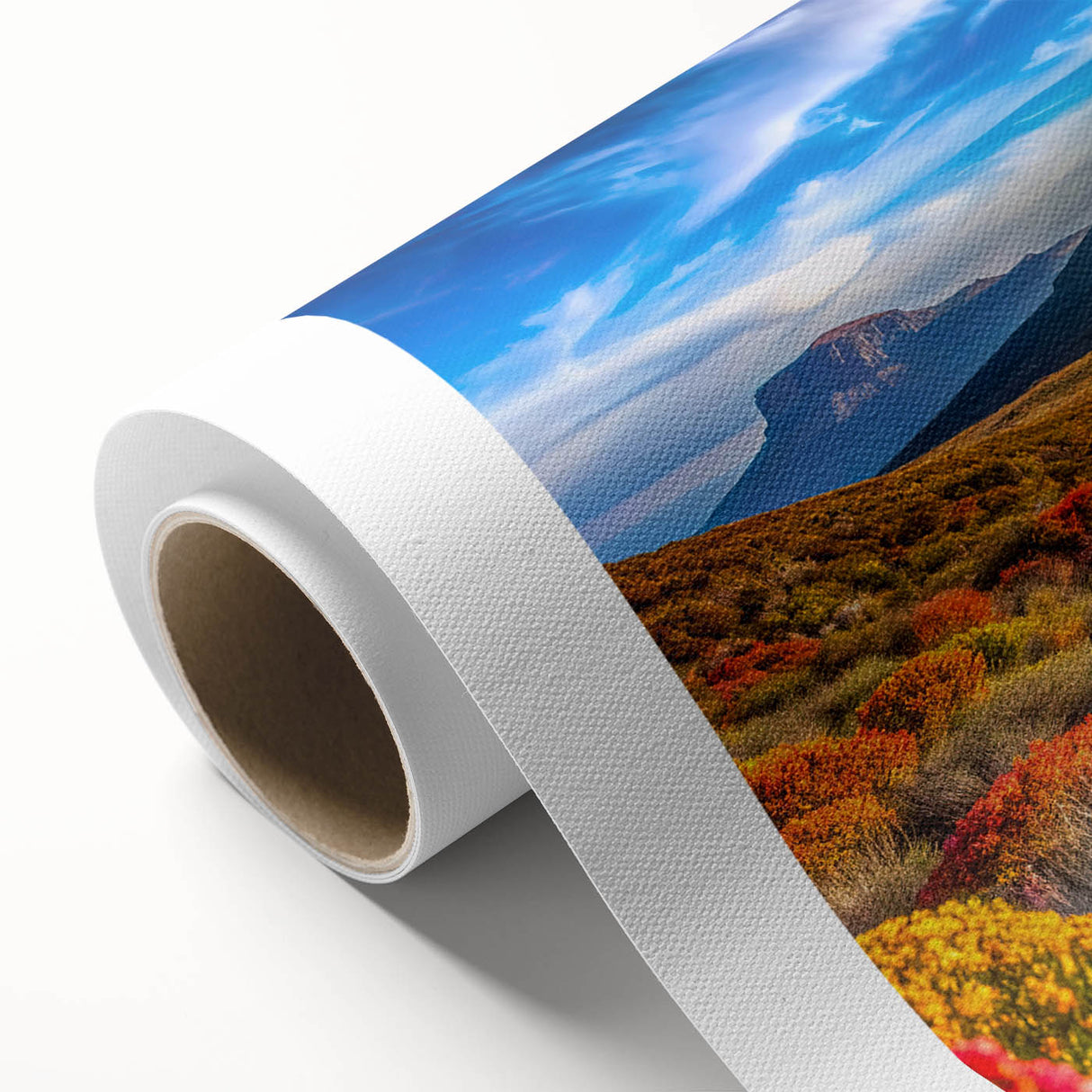 Art deco poster of South African scenery on rolled canvas, featuring muted earth tones, ideal for nursery wall art.