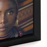 Extra large framed canvas of a textured, colorful African landscape in black, ideal for living room decor.