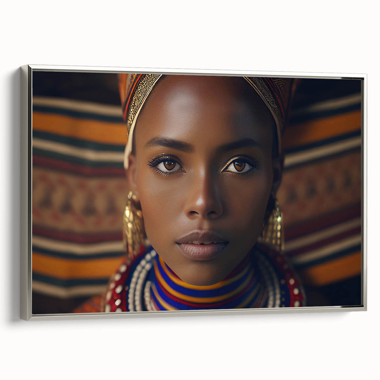 Landscape art painting featuring a colorful Tanzanian scenery on a framed canvas.