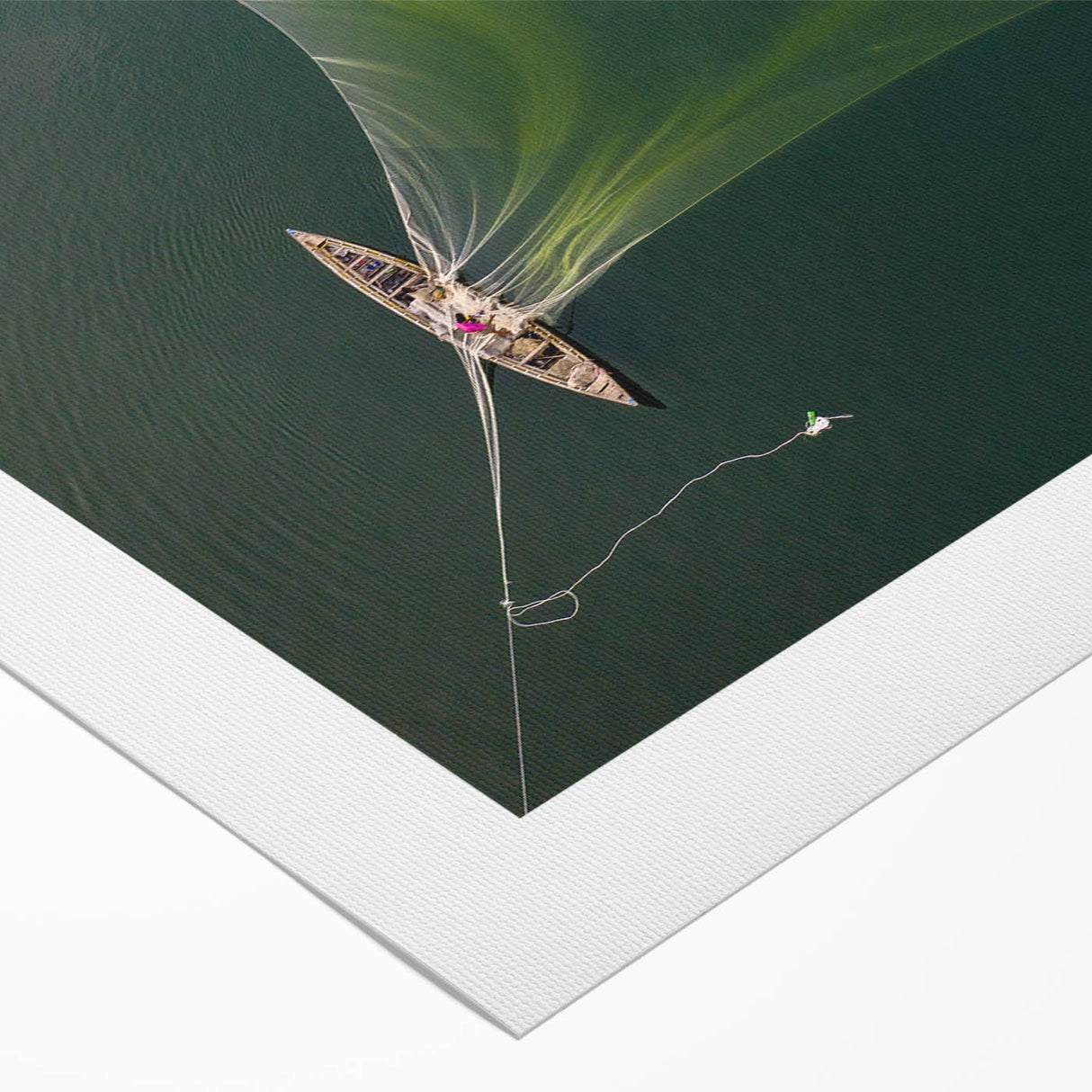Art deco poster featuring a serene Bangladesh landscape on a rolled canvas, suitable for dining room wall art.