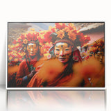 Framed acrylic print of a serene Bhutanese landscape in muted earth tones, ideal for modern art wall decor in a nursery.