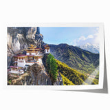Rolled print of Tibet scenery with muted earth tones, ideal for art wall in dining room or large bathroom spaces.