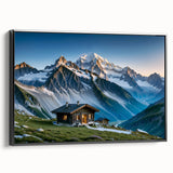 Black and white framed canvas of a vintage Asian landscape, ideal for bedroom wall decor.