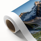 Art deco poster featuring a serene Georgian landscape in soft green and blue tones, printed on rolled canvas.