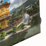 Large abstract wall art depicting Hong Kong skyline in vibrant twilight hues on acrylic glass.