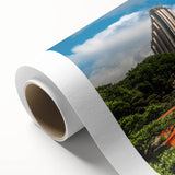 Art Deco style poster of Hong Kong skyline in pastel shades on rolled canvas, suitable for nursery wall art.