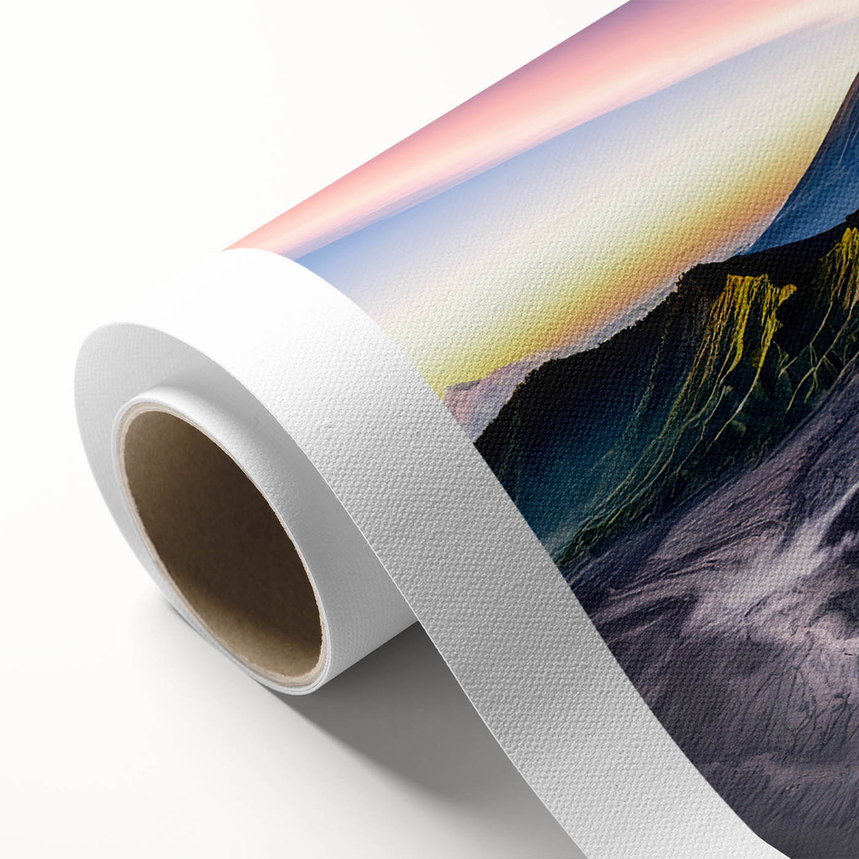 Art Deco poster of an Indonesian landscape in pastel colors on rolled canvas, ideal for nursery wall art.