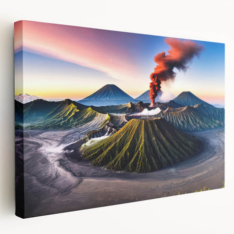 Large canvas print featuring a scenic Indonesian landscape with lush greenery and vibrant blue skies.