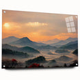 Large abstract wall art depicting a serene Korean landscape in muted earth tones on acrylic glass.