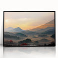 Large abstract wall art depicting a Korean landscape in muted earth tones on a framed acrylic.