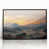 Large abstract wall art depicting a Korean landscape in muted earth tones on a framed acrylic.