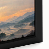 Extra large black wall art featuring a textured, colorful Korean landscape on framed canvas, ideal for living room decor.