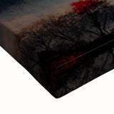 Black and white landscape painting of a serene Korean scenery on large stretched canvas, ideal for bedroom wall art.