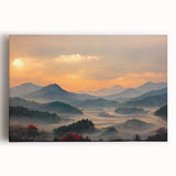 Large black and white stretched canvas depicting a serene Korean landscape, ideal for kitchen wall art.