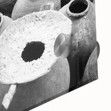 Large abstract wall art depicting an Asian Laos scenery in muted earth tones on acrylic glass.