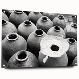 Acrylic print of a Laos landscape in muted earth tones, ideal for dining room decor.