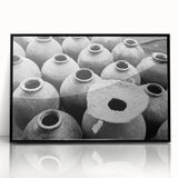 Large abstract wall art depicting a Laos scenery in muted earth tones on framed acrylic, ideal for modern living room decor.