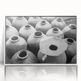 Acrylic print of a Laos scenery in art deco style with muted earth tones, ideal for modern art wall decor in a nursery.