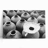 Black and white photo of a scenic Laos landscape on stretched canvas, ideal for kitchen wall art or bedroom.