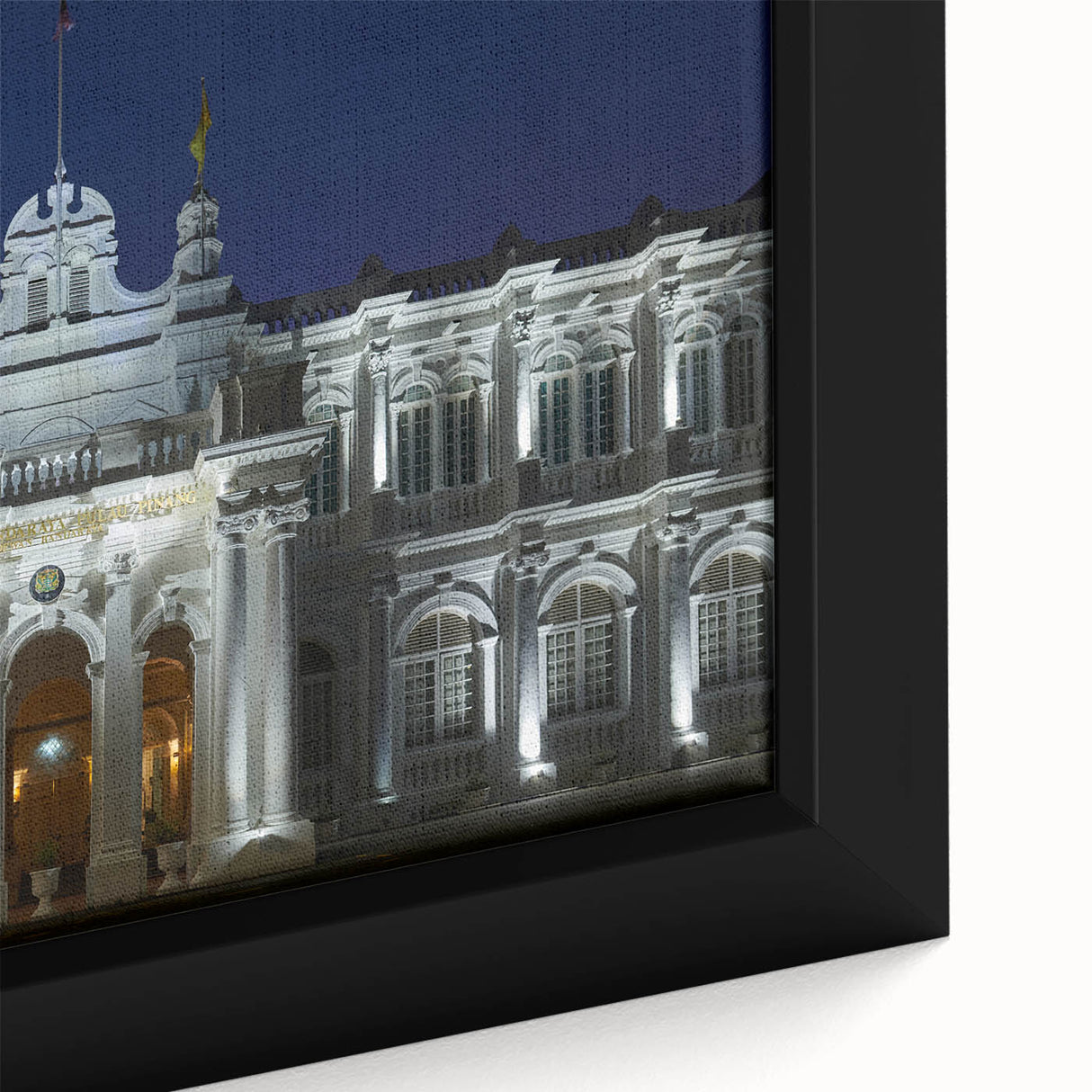 Extra large framed canvas featuring a textured depiction of a Malaysian landscape in vibrant colors.