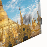 Large abstract wall art of a Myanmar landscape in muted earth tones on acrylic glass, perfect for dining room decor.