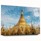 Large abstract wall art of a scenic Myanmar landscape on acrylic glass, featuring earthy and green tones.