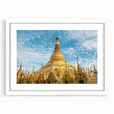Abstract art print of a Myanmar landscape in muted earth tones on a white-framed canvas, suitable for dining room decor.